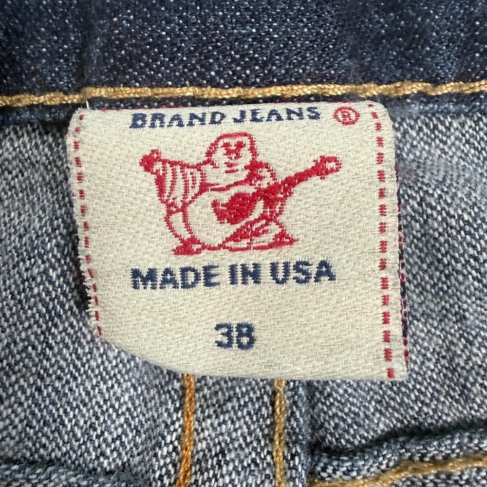 True Religion Ricky Straight Leg Mens Blue Denim 100% Cotton Jeans - 38x32